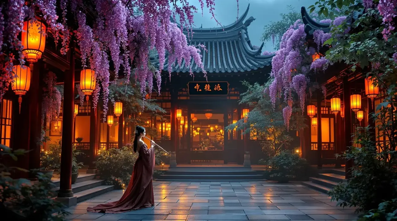 韩国短剧网首屏：暮色中的古宫廷与华服女子